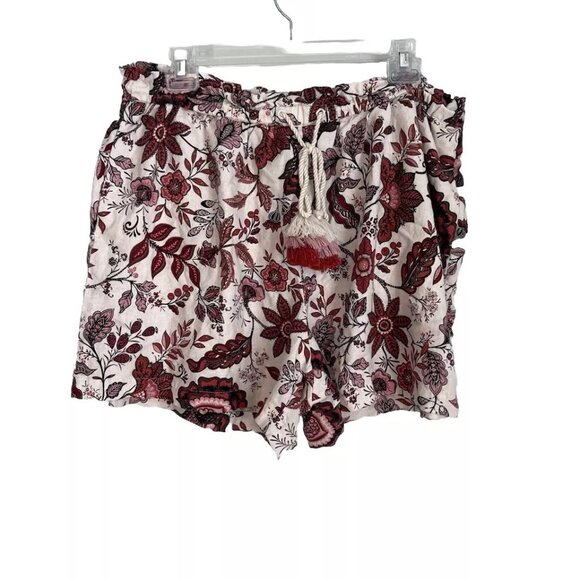 Joie Multicolor Linen Blend Drawstring Floral Print Shorts Pockets - Picture 1 of 6